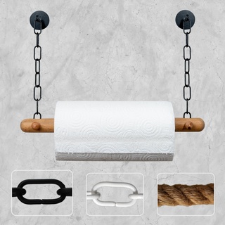 DEKAZIA® Küchenrollenhalter Holz | Küchenrollenhalter ohne Bohren Küchenrollenhalter Wand Küchenpapierhalter Halter Küchenrolle Papierrollenhalter Kuchenrollenhalterung Wandrollenhalter Buche schwarz