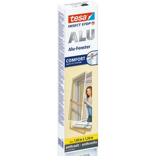Tesa Insektenschutz Fenster 100 x 120 cm Anthrazit