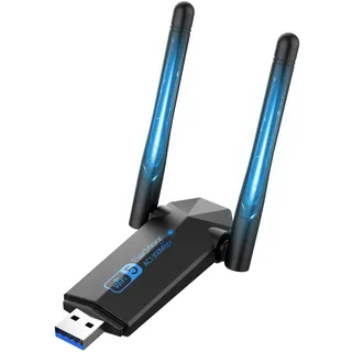 USB WLAN Stick, ElecMoga 1300Mbps USB 3.0 WLAN Adapter 2.4GHz/5.8GHz Dual Band Internet mit 2 x 5dBi Antenna für PC/Desktop/Laptop, Kompatibel mit Windows 11/10/8/7/Vista/XP, Mac OS