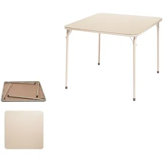 FurnitureR Klappbarer Esstisch 86×86×71 cm, quadratischer PVC-Tisch mit robustem Metallrahmen, platzsparend faltbar, ideal für Küche, Esszimmer, Balkon und kleine Wohnungen, in Beige