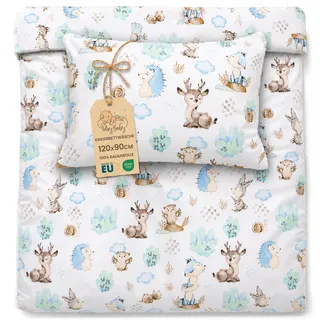 Kinderbettwäsche Baby Bettwäsche 90x120 cm aus Baumwolle - Kinder Set von Duvet Cover 90 x 120 und Kissenbezug 40x60 cm Junge und mädchen babybettwäsche bettbezug für Kleinkind Oeko-Tex