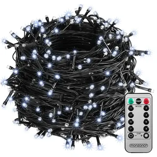 monzana MONZANA® Lichterkette 40m mit Fernbedienung Timerfunktion 8 Leuchtmodi Dimmbar IP44 Stecker Weihnachten Außen Innen Weihnachtsbeleuchtung Kaltweiß