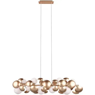 Trio Leuchten Pendelleuchte , Weiß, Goldfarben , Metall, Glas , 22x150x100 cm , Lampen & Leuchten, Innenbeleuchtung, Hängeleuchten, Pendelleuchten