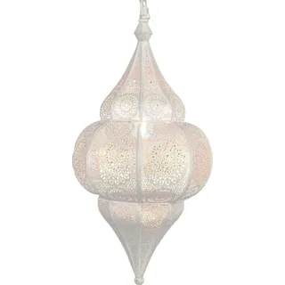 Marrakesch Orient & Mediterran Interior Orientalische Lampe Hängelampe aus Metall E27 Lunar Weiß