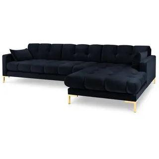 Micadoni Ecksofa rechts Mamaia aus Samt dunkelblau 5 Sitzplätze , Dunkelblau , Textil , L-Form , 293x185 cm , Hergestellt in Europa, Oeko-Tex® , Wohnzimmer, Sofas & Couches, Wohnlandschaften, Ecksofas