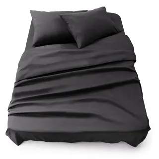 Blumtal® Bettlaken Set 3-teilig - OEKO-TEX zertifiziertes 3er Set - Spannbettlaken 180x200x30cm + Bettlaken ohne Gummi 280x275cm + 2x Kissenbezug 50x80cm - Bettlaken&Kissenbezug Microfaser - Anthracit