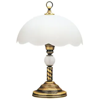 Licht-Erlebnisse Tobsyn Tischleuchte Messing Antik Weiß Jugendstil 47cm E14