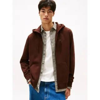Tommy Hilfiger Tommy Jeans Herren Hoodie mit Reißverschluss Flag Zip Thru mit Kapuze, Braun (Rich Brown), L