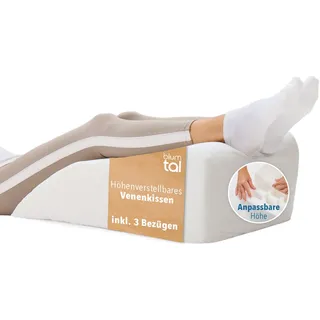Blumtal Ergonomisches Venenkissen - höhenverstellbares Beinkissen gegen schwere Beine - Lagerungskissen Erwachsene - Kissen zum Hochlagern der Beine - Beinerhöhungskissen mit waschbarem Bezug in Weiß