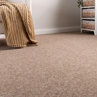 Steffensmeier Schlingen Teppichboden Meddon XL Meterware | Auslegware für Flur Büro | 1m 2m 3m 4m 5m breit! | Beige, Größe: 200x400 cm