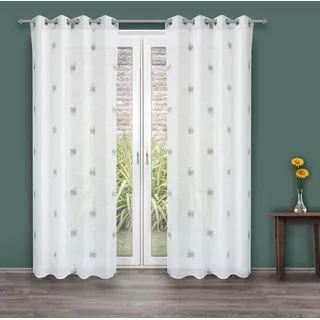 decolife Gardine »Toja« Ösen 1 Stk. tlg. Ösenschal weiß mit grauem Print grau, weiß