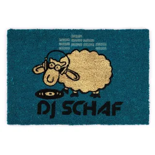 ASTRA 9126015191 Kokosmatte Coco Happy DJ Schaf, 40 x 60 cm, blau