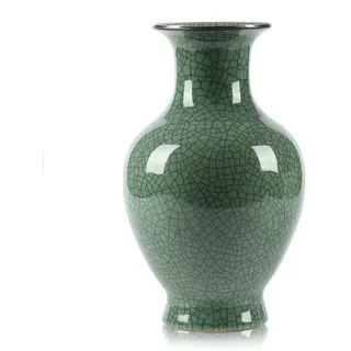 Chinesische Keramik-Kunst, handgefertigt, antike Eisriss-Glasur, große Porzellan-Blumenvase für Heimdekoration (grün)