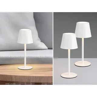 2er SET Outdoor Akku LED Tischlampen Weiß kabellos mit Touchdimmer, 21cm klein