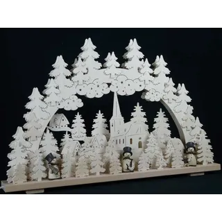 Schwibbogen mit Schneemänner in Natur 70x45cm NEU Leuchterbogen Lichterbogen