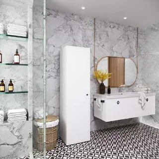 Badezimmer Badschrank Modern Design Mit Regalen Weiß Rechteckig Modern - Weiß