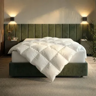 RIBECO Daunenbettdecke "Johanna, Bettdecke in 135x200 und 155x220cm und weiteren Größen", normal, Füllung 80% Daunen und Federn, Daunendecke, Federdecke, Made in Germany,