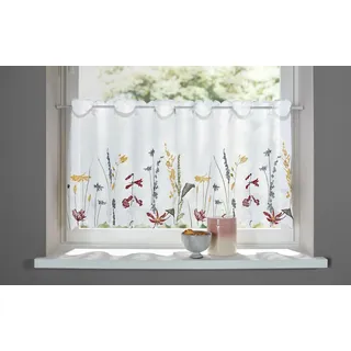 OTTO home Scheibengardine "Bille" Durchzuglöcher 1 Stk. tlg. transparent, mit einseitiger Stickerei, waschbar, Blumen, bunt