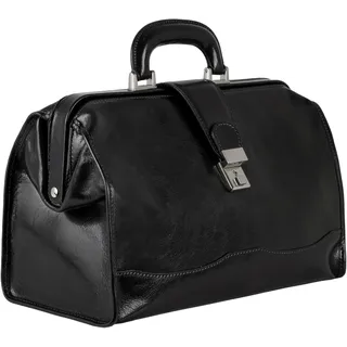 Time Resistance Arzttasche aus Leder – Lederhandtasche im Vintage-Stil – Aktentasche aus Leder für Damen und Herren (Schwarz)