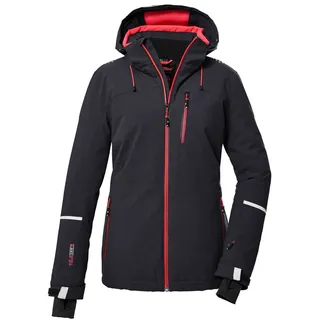 KILLTEC Damen Skijacke/Funktionsjacke mit abzippbarer Kapuze und Schneefang KSW 81 WMN SKI JCKT, schwarz blau, 42