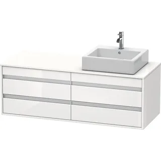 Duravit Ketho Konsolenwaschtischunterbau wandhängend, 1400x496x550 mm, 4 Schubkästen, für Aufsatzbecken, Position rechts, KT6657R2222, Farbe: Weiß Hochglanz Dekor