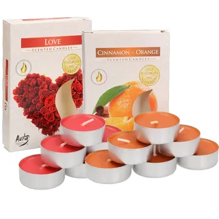 KOTARBAU® 12er Pack Duftkerzen Teelichter Cinnamon-Orange + Love Duftteelichter Brenndauer 4 Stunden