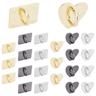 PandaHall 24 Stück 3 Farben Handy Fingerring, Herz Und Quadratische Form Selbstklebender Metall-Handy-Finger-Griff-Schleifenständer Universal-Handy-Griff-Halter-Verschlüsse Haken-Handyhüllen-Zubehör