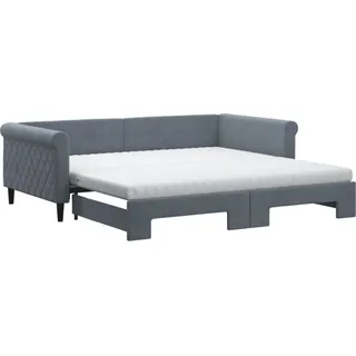 vidaXL Tagesbett Ausziehbar mit Matratzen Dunkelgrau 100x200 cm Samt - Grau