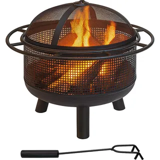 relaxdays Feuerschale Funkenschutz & Schürhaken