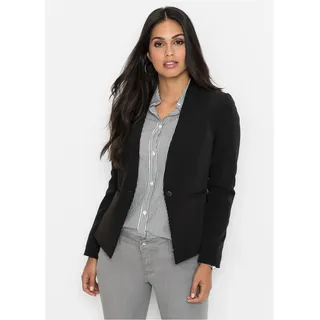 Jackenblazer BONPRIX, Damen, Gr. 38, schwarz, Obermaterial: 90% Polyester, 10% Elasthan. Futter: 100% Polyester, figurbetont, Blazer Jackenblazer, stilvoller Auftritt, figurbetonte Passform, mit Stehkragen