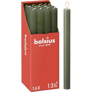 Bolsius Rustik Stabkerzen 27 x 2,3 cm olivgrün 16 St.