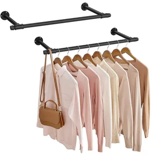 Wandgarderobe , Schwarz , Metall , 84x7x30 cm , Kleiderstange , Garderobe, Garderobenpaneele, Wandgarderobe