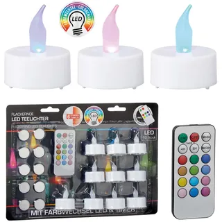 LED-Teelichte, 10 Stück, Ø 4 cm, mit Farbwechsel und Fernbedienung