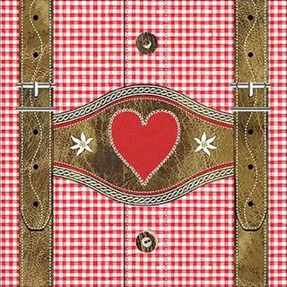 20 Servietten Bayrisch Lederhosen und Hemd rot als Tischdeko. Papierservietten mit Motiv. Auch für Decoupage und Serviettentechnik 33x33cm