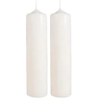 Rayher 3119296 Stumpenkerze, creme, rund, Länge 25 cm, 6 cm ø,100% Paraffin, RAL-Gütezeichen, Rundkerze, Taufkerze, Kommunionkerze, Kerzenrohling zum Verzieren und Basteln (Packung mit 2)