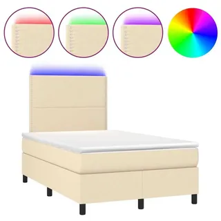 vidaXL Boxspringbett mit Matratze & LED Creme 120x200 cm Stoff