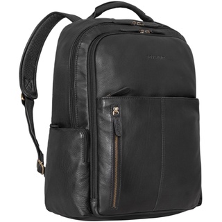 STILORD 'Sherlock' Laptoprucksack Damen und Herren 17 Zoll Leder ideal als Studenten Rucksack Leder Cityrucksack groß Messenger Rucksack Retro und Lederrucksack Echtleder, Farbe:schwarz