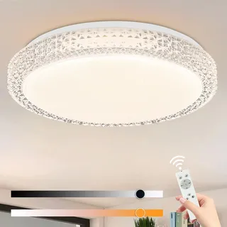 ZMH LED Deckenleuchte Dimmbar Deckenlampe mit Fernbedienung - 18W | Schlafzimmerlampe Fernbedienung Ø30cm Kristall Modern Sternenhimmel Rund Deckenbeleuchtung Schlafzimmer Wohnzimmer Küche Flur