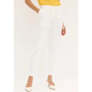 bonprix Leinenhose "Leinenhose" aus Leinen und Baumwolle, Regular Fit, mit elastischem Gummibund, weiß