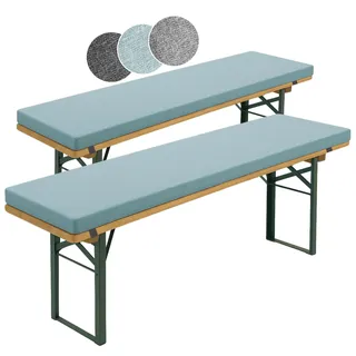 sleepling 2er Set Bierbankauflage mit Bezug 220x25 cm, 4 cm dick, Türkis | extra dicke Auflage, Outdoor Sitzpolster für Bänke und Bierzeltgarnituren, mit elastischen Bändern, Made in EU, OEKO-TEX