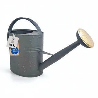 LIVLIG Gießkanne 10l Metall Anthrazit, Premium Giesskanne mit Messingbrause | Schöne Retro Gießkanne für Garten & Balkon, Giesskanne 10 Liter aus verzinktem Metall inkl. abnehmbarer Brause
