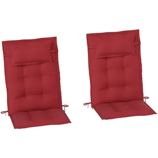 Outsunny Auflage 2er Set für Sonnenliege , Weinrot , Kunststoff , 50x5x116 cm , Gartenmöbel, Gartenpolster & Auflagen, Liegenauflagen
