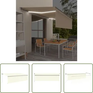 The Living Store Markise Automatisch mit Rollo LED Windsensor 5x3 m Creme - Creme