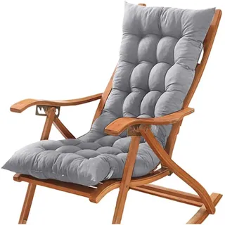 ZZDZW Stuhlkissen Mit Rückenteil Sitzkissen Garten Premium Hochlehner Auflage Küchen Stuhl Kissen Bequeme Stuhlauflage Gartenstuhl Für Outdoor Indoor Rückenkissen(Grau,120x48x8cm)