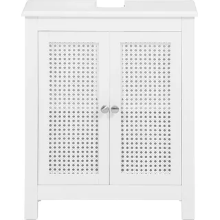 BZR35-W, Waschbecken-Unterschrank, weiß, Türen in Gitteroptik, B x H x T ca. 50 x 60 x 33 cm