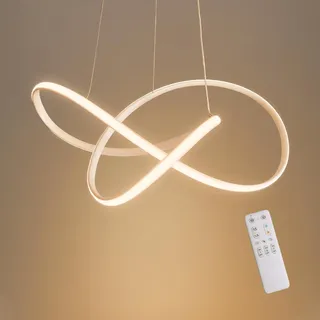 MOUNM Pendelleuchte LED, Pendelleuchte esstisch dimmbar 3000K-6000K, Esszimmerlampe hängend mit Fernbedienung, Gebogene Design Hängelampe für Wohnzimmer, Lampe höhenverstellbar, Leuchte 30W