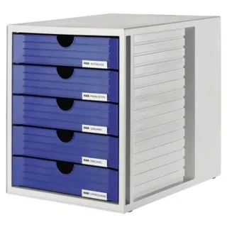 HAN Schubladenbox 36,9 x 36,2 x 31,8 cm 5-tlg. blau/grau