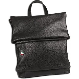 FLORENCE Rucksack Damen Echtleder Cityrucksack Schwarz