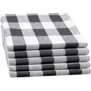 ZOLLNER 5er Set Geschirrtücher Mischgewebe in 50x70 cm - saugstarke und strapazierfähige Küchentücher in schwarz weiß kariert - waschbar bis 60°C - Gastronomiequalität - Oeko Tex® Zertifiziert