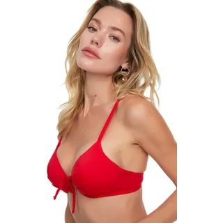 TRENDYOL Damen Bow Detailed Push-up Bikini Top, Rot, 38 EU